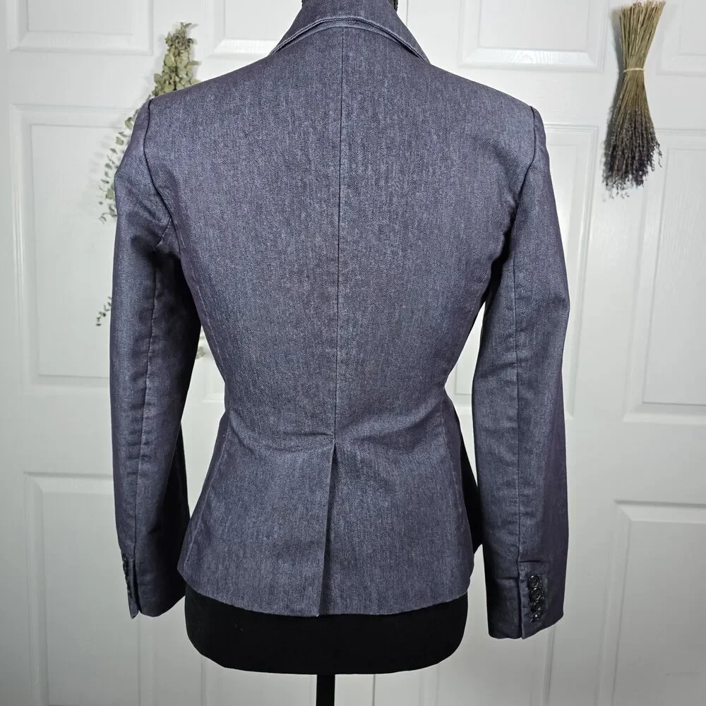 Izaac Mizrahi Bluish Purple One Button Fitted Blazer Size 4 Corporate Business - Picture 4 of 8